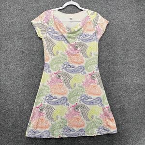 Title Nine Dress Womens S Multicolor Paisley Cowl Neck Athleisure Performance